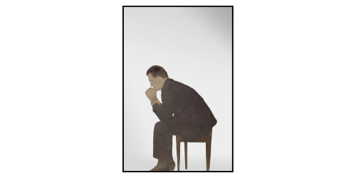 Michelangelo Pistoletto – Uomo seduto, 1963 velina dipinta su acciaio inox lucidato a specchio